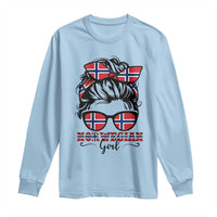 Norway Messy Bun Girl Norwegian Flag Long Sleeve Shirt