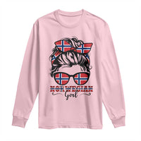 Norway Messy Bun Girl Norwegian Flag Long Sleeve Shirt