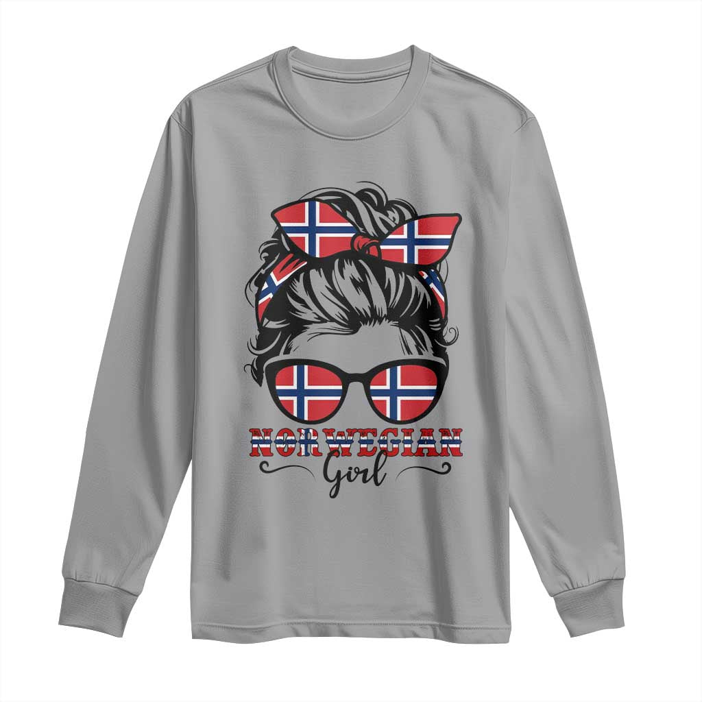 Norway Messy Bun Girl Norwegian Flag Long Sleeve Shirt