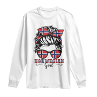Norway Messy Bun Girl Norwegian Flag Long Sleeve Shirt