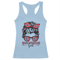 Norway Messy Bun Girl Norwegian Flag Racerback Tank Top