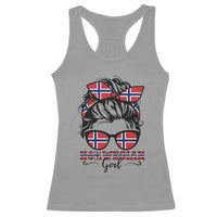 Norway Messy Bun Girl Norwegian Flag Racerback Tank Top