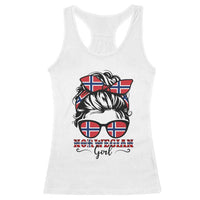 Norway Messy Bun Girl Norwegian Flag Racerback Tank Top