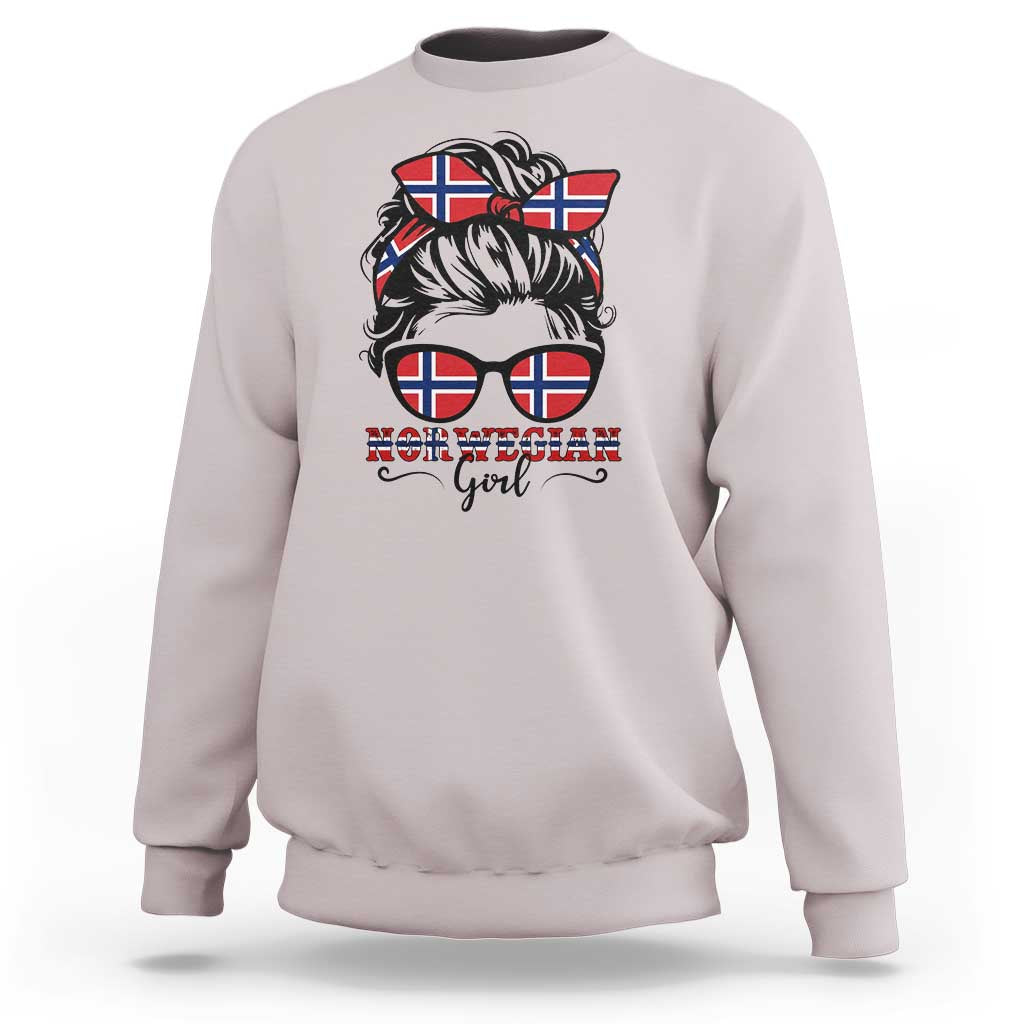 Norway Messy Bun Girl Norwegian Flag Sweatshirt