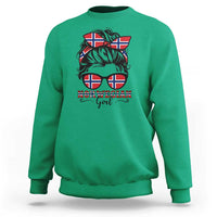 Norway Messy Bun Girl Norwegian Flag Sweatshirt