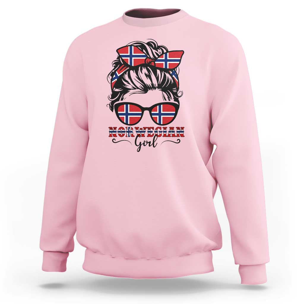 Norway Messy Bun Girl Norwegian Flag Sweatshirt