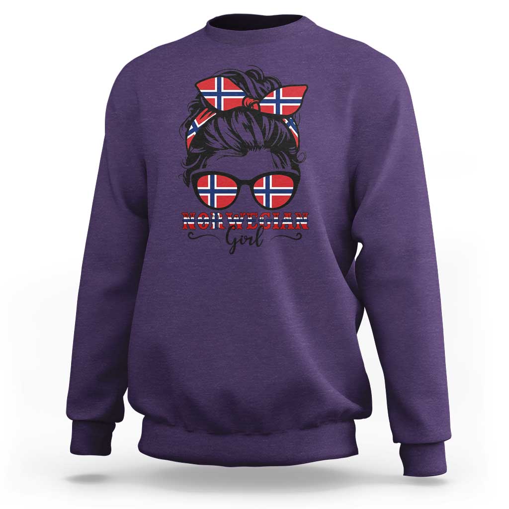 Norway Messy Bun Girl Norwegian Flag Sweatshirt