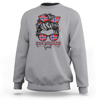 Norway Messy Bun Girl Norwegian Flag Sweatshirt