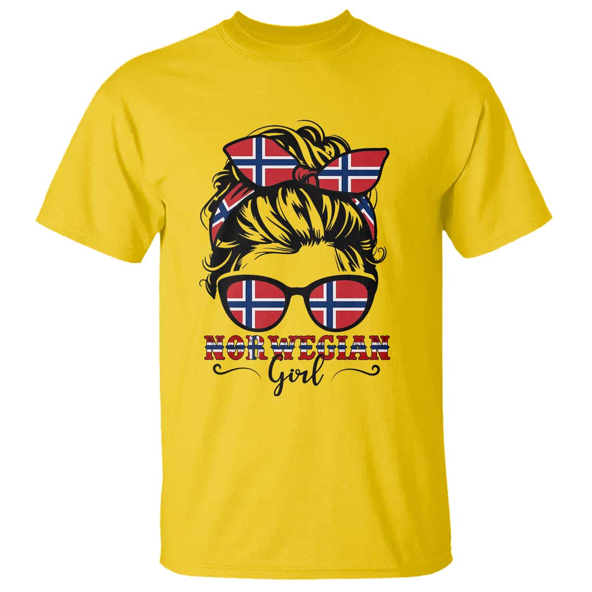 Norway Messy Bun Girl Norwegian Flag T Shirt