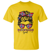 Norway Messy Bun Girl Norwegian Flag T Shirt