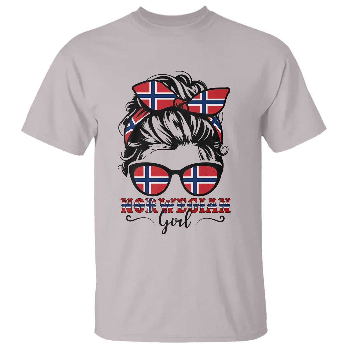 Norway Messy Bun Girl Norwegian Flag T Shirt