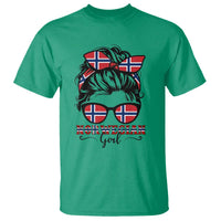Norway Messy Bun Girl Norwegian Flag T Shirt
