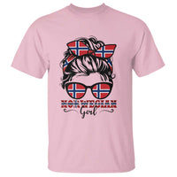 Norway Messy Bun Girl Norwegian Flag T Shirt