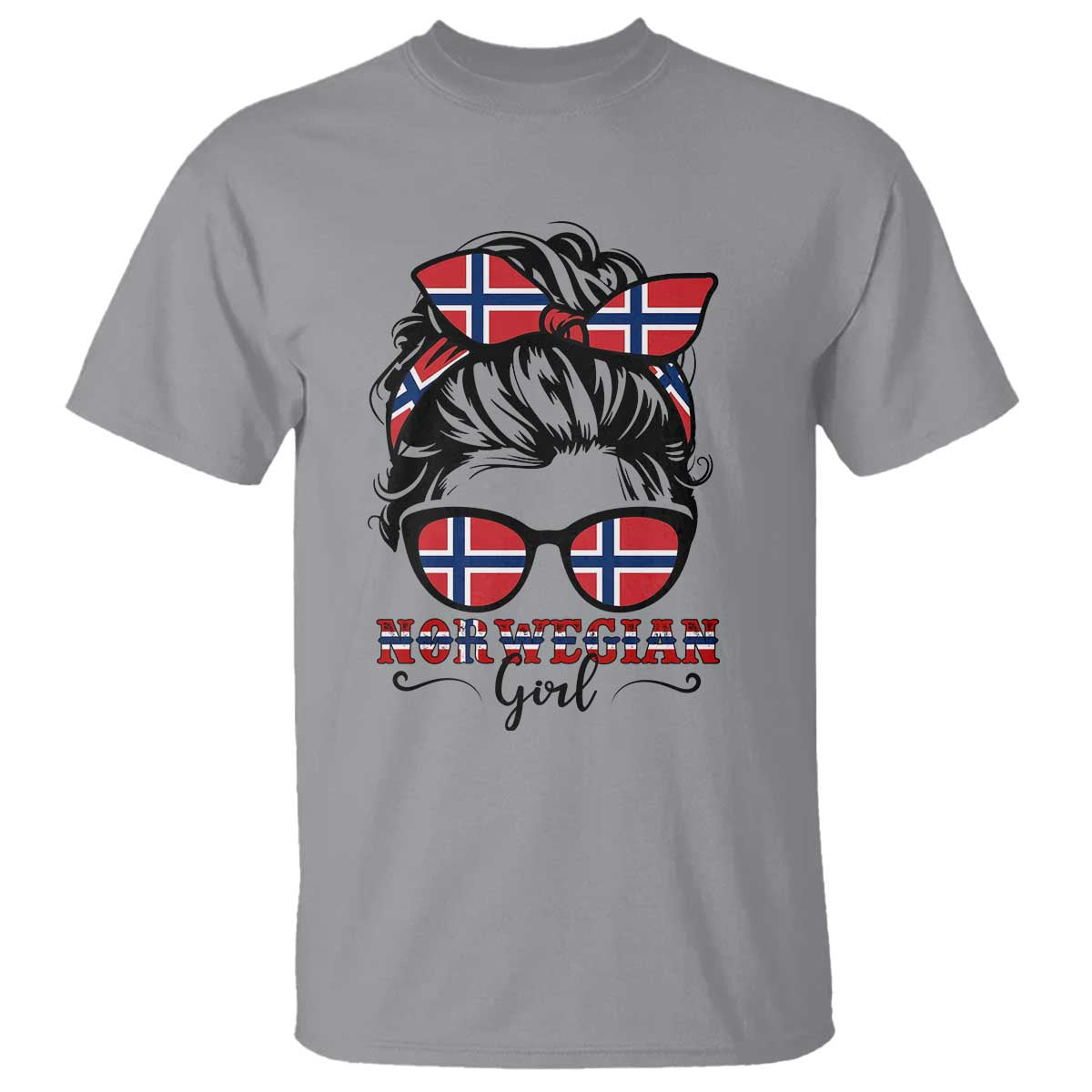 Norway Messy Bun Girl Norwegian Flag T Shirt
