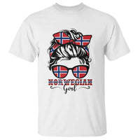 Norway Messy Bun Girl Norwegian Flag T Shirt