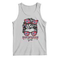 Norway Messy Bun Girl Norwegian Flag Tank Top
