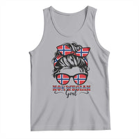 Norway Messy Bun Girl Norwegian Flag Tank Top