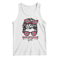 Norway Messy Bun Girl Norwegian Flag Tank Top