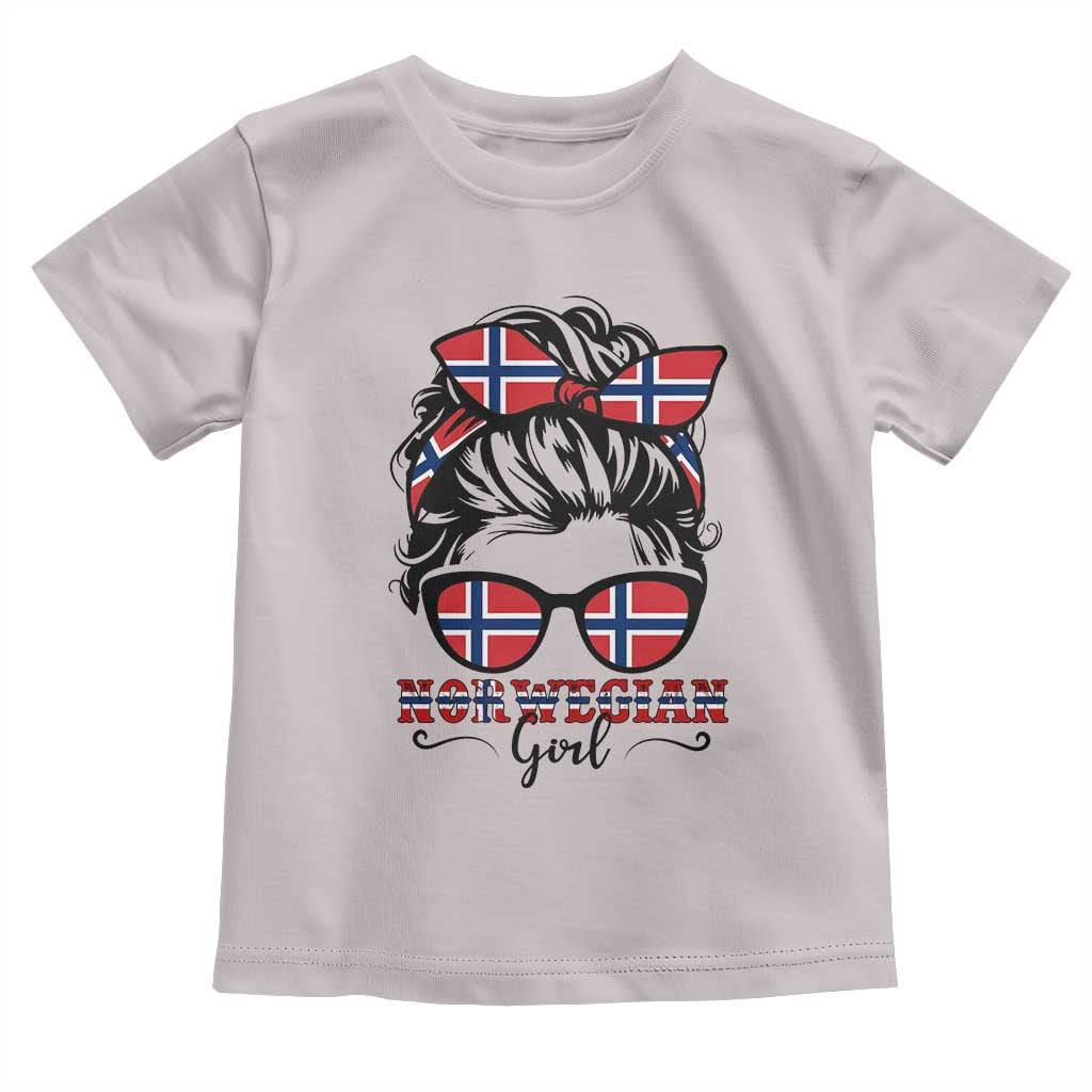 Norway Messy Bun Girl Norwegian Flag Toddler T Shirt