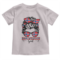 Norway Messy Bun Girl Norwegian Flag Toddler T Shirt