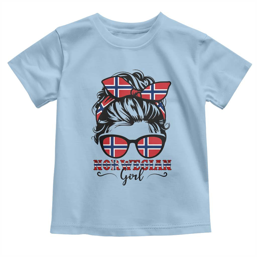 Norway Messy Bun Girl Norwegian Flag Toddler T Shirt