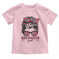 Norway Messy Bun Girl Norwegian Flag Toddler T Shirt
