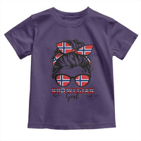 Norway Messy Bun Girl Norwegian Flag Toddler T Shirt