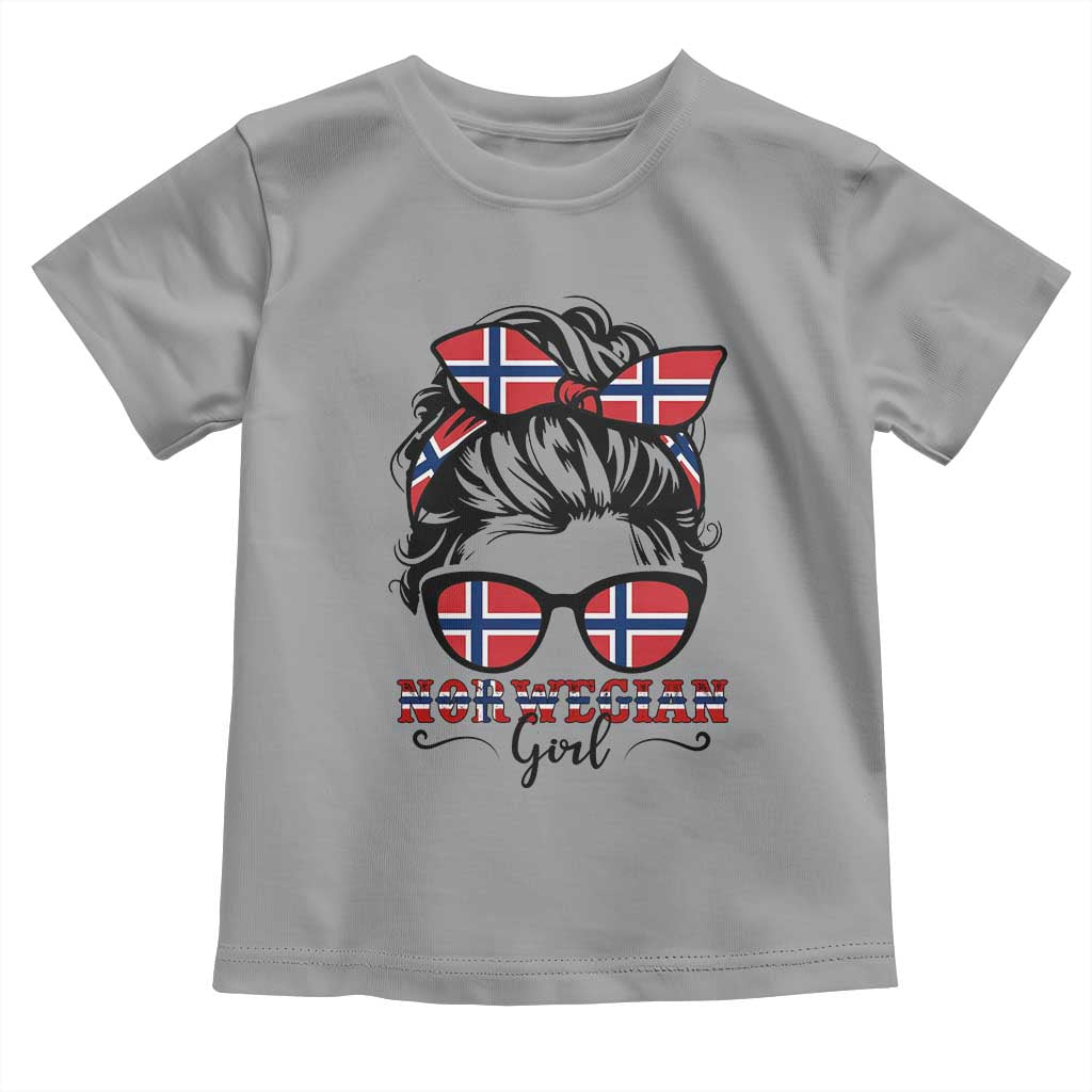 Norway Messy Bun Girl Norwegian Flag Toddler T Shirt
