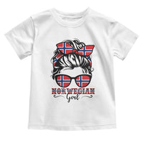 Norway Messy Bun Girl Norwegian Flag Toddler T Shirt