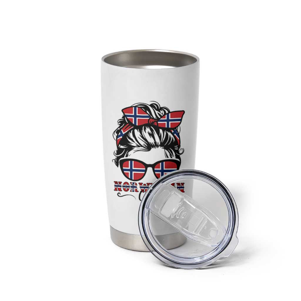 Norway Messy Bun Girl Norwegian Flag Tumbler Cup