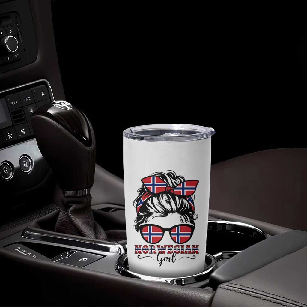 Norway Messy Bun Girl Norwegian Flag Tumbler Cup
