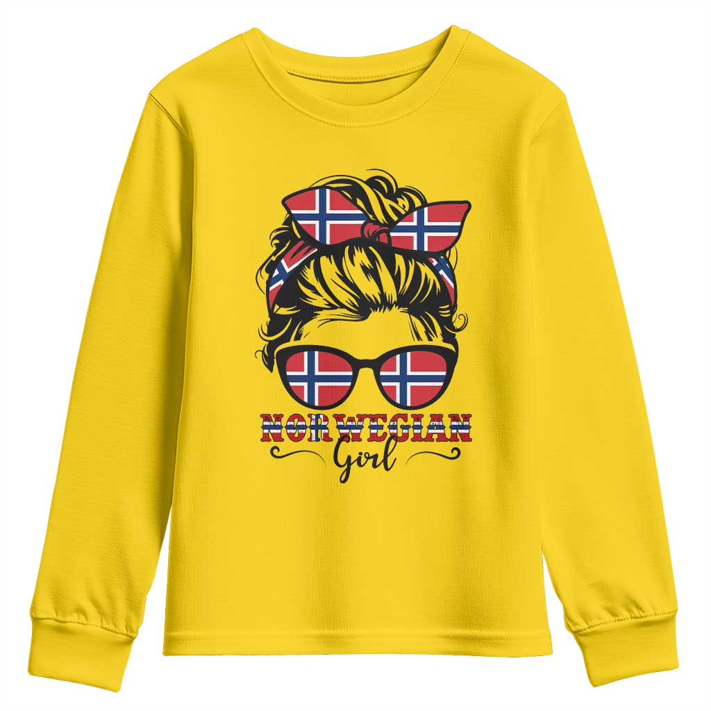 Norway Messy Bun Girl Norwegian Flag Youth Sweatshirt