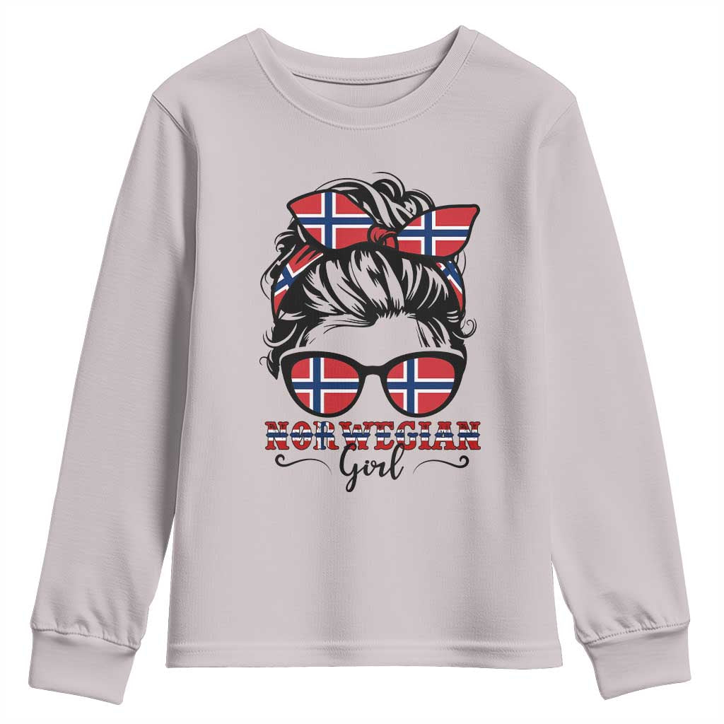 Norway Messy Bun Girl Norwegian Flag Youth Sweatshirt