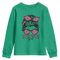 Norway Messy Bun Girl Norwegian Flag Youth Sweatshirt