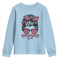 Norway Messy Bun Girl Norwegian Flag Youth Sweatshirt