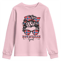 Norway Messy Bun Girl Norwegian Flag Youth Sweatshirt