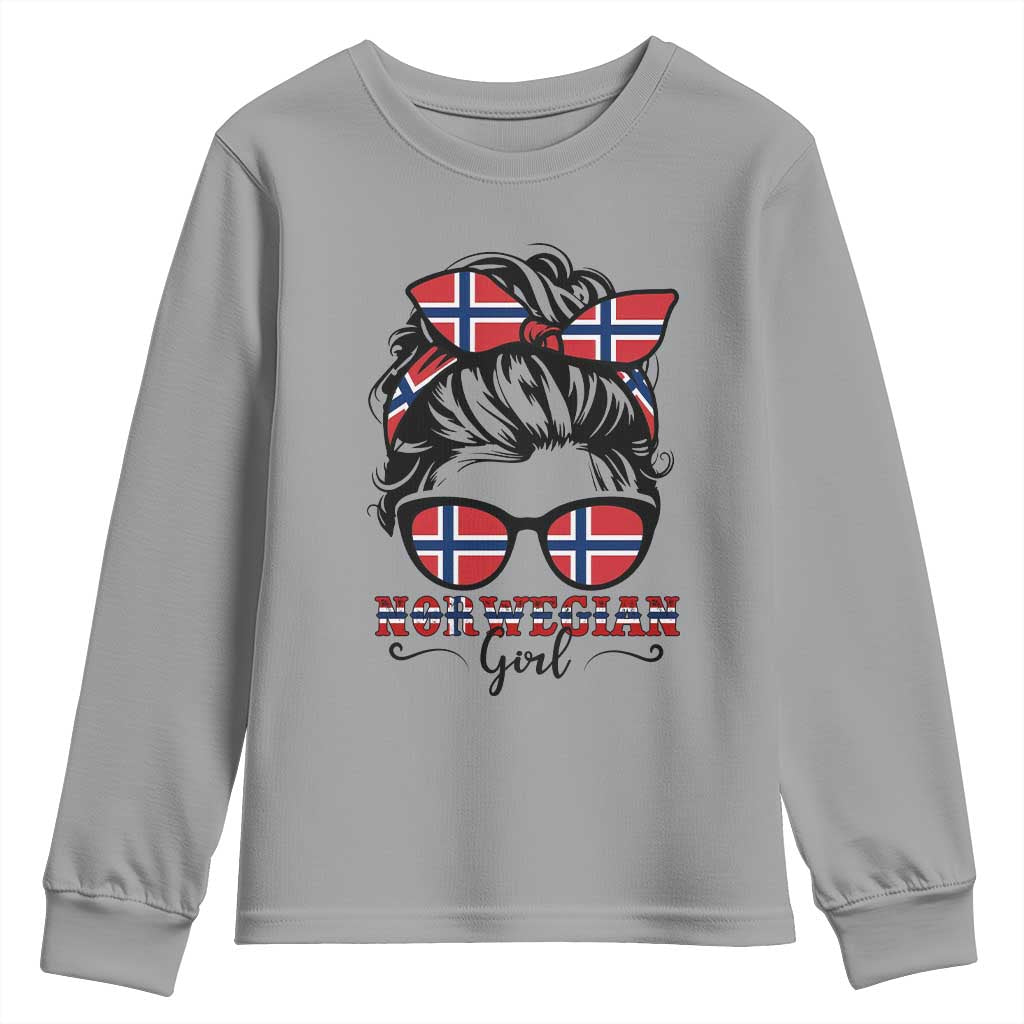 Norway Messy Bun Girl Norwegian Flag Youth Sweatshirt