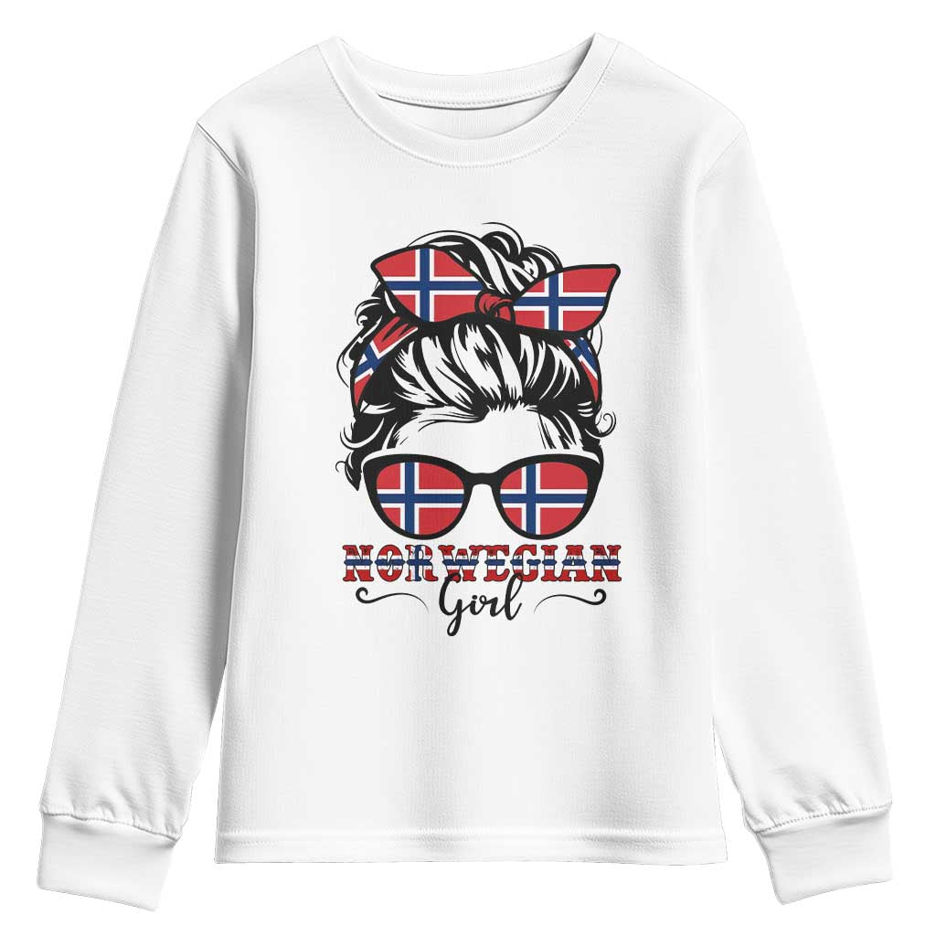 Norway Messy Bun Girl Norwegian Flag Youth Sweatshirt