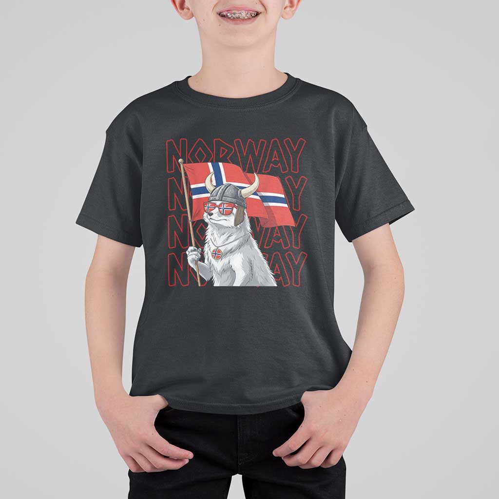 Norwegian Forest Cat Norway Flag Norge Pride T Shirt For Kid