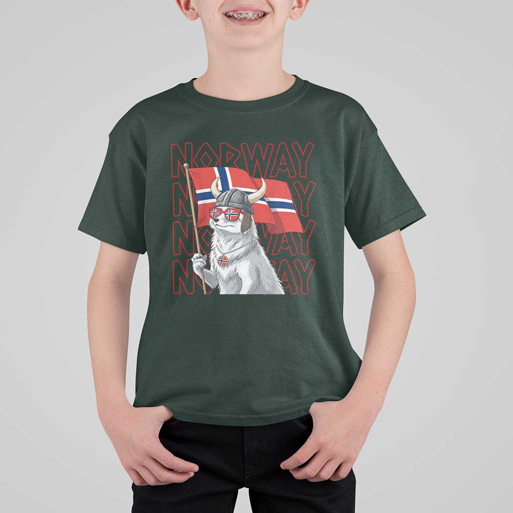 Norwegian Forest Cat Norway Flag Norge Pride T Shirt For Kid