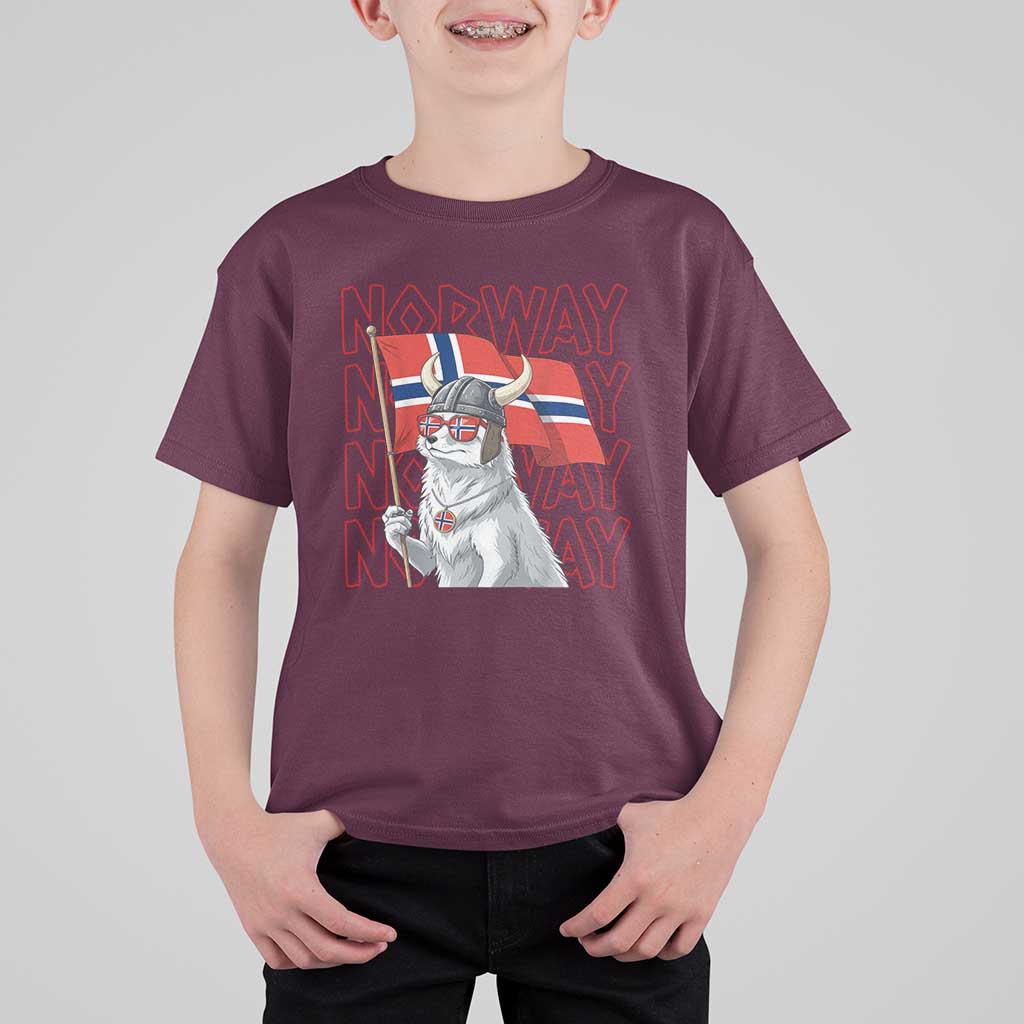 Norwegian Forest Cat Norway Flag Norge Pride T Shirt For Kid
