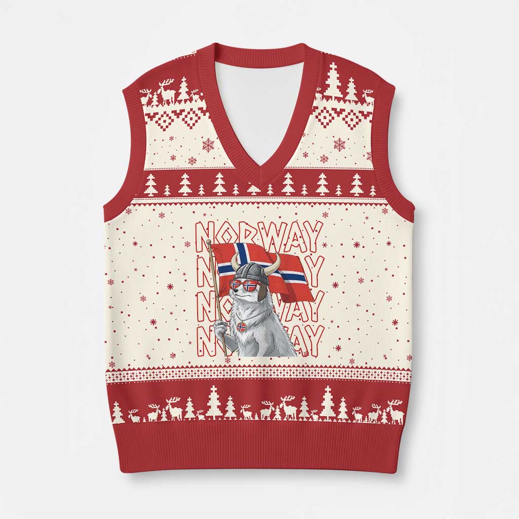 Norwegian Forest Cat Norway Flag Norge Pride V-Neck Knit Sweater Vest