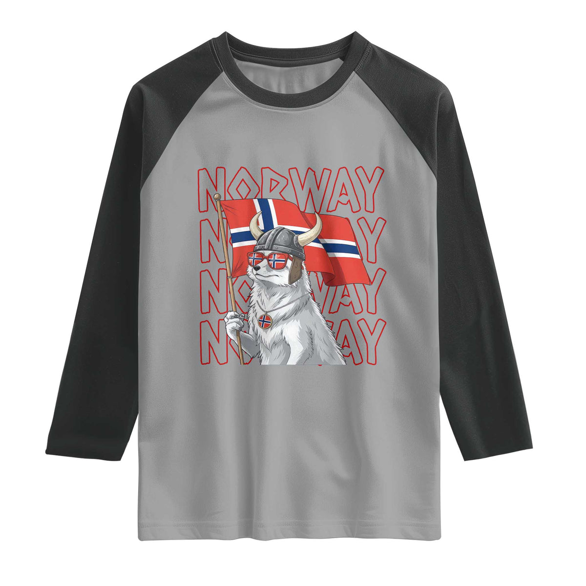 Norwegian Forest Cat Norway Flag Norge Pride Raglan Shirt