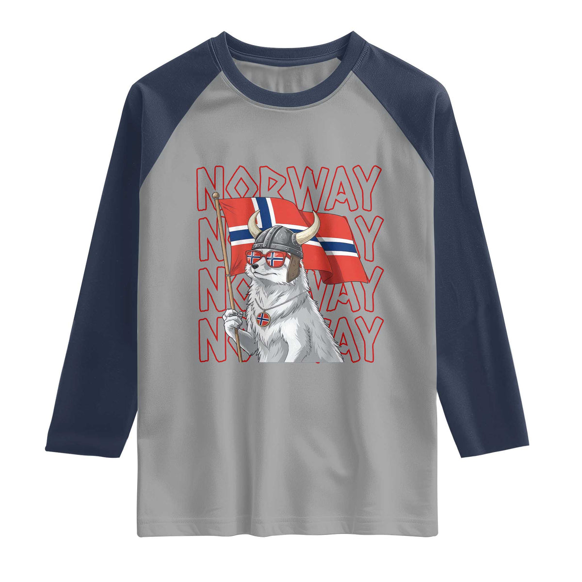 Norwegian Forest Cat Norway Flag Norge Pride Raglan Shirt