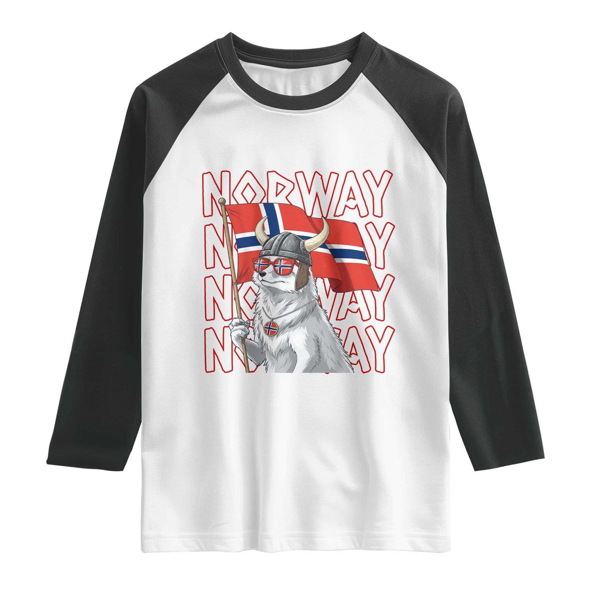 Norwegian Forest Cat Norway Flag Norge Pride Raglan Shirt