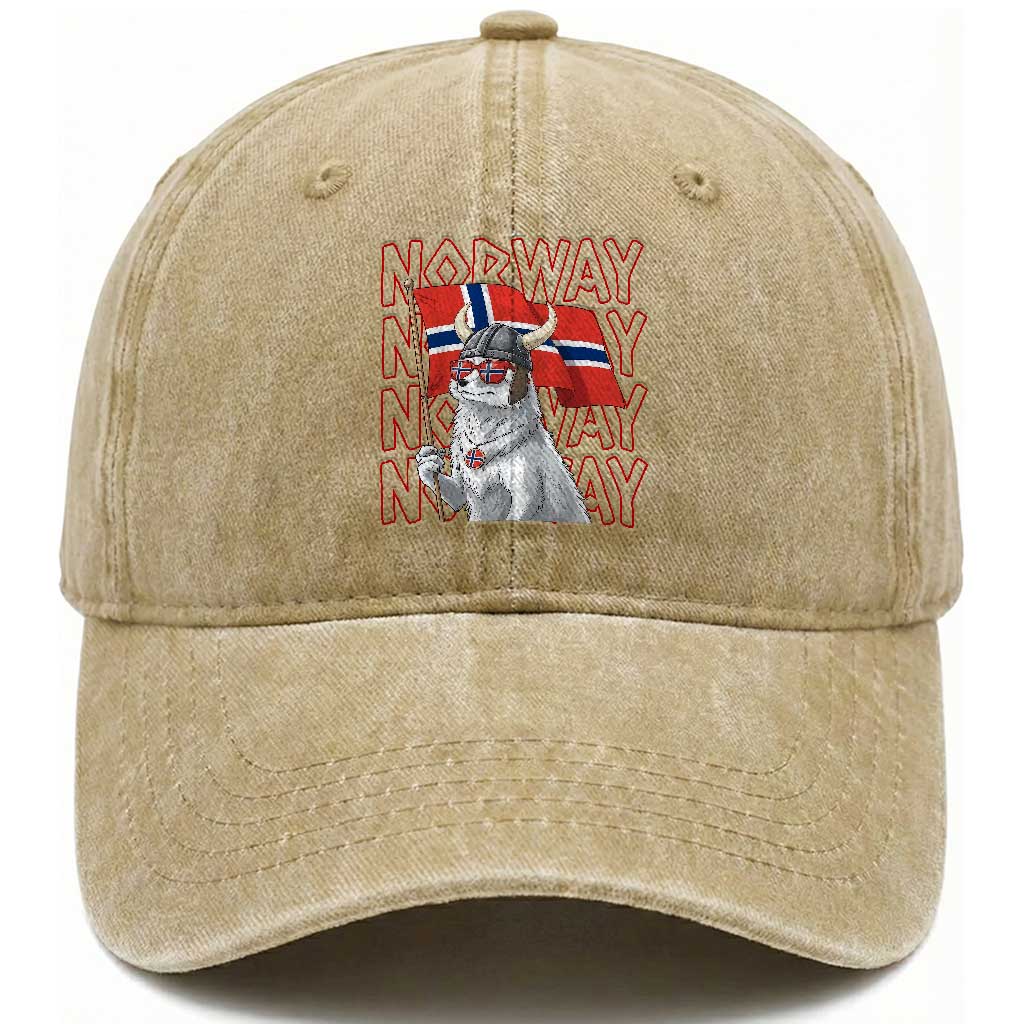Norwegian Forest Cat Norway Flag Norge Pride Washed Cotton Baseball Cap