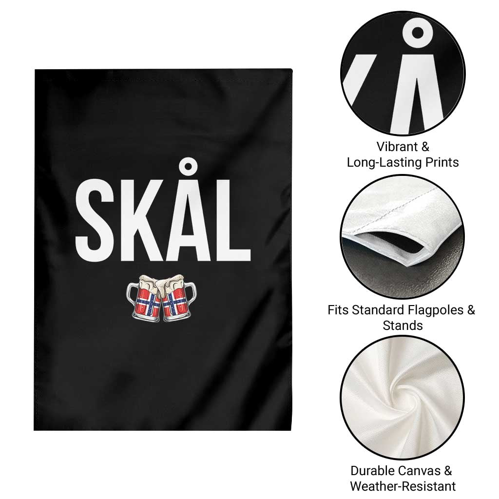Skål Cheers in Norwegian Norway Garden Flag Funny Drinking Beer Norwegian Scandinavian