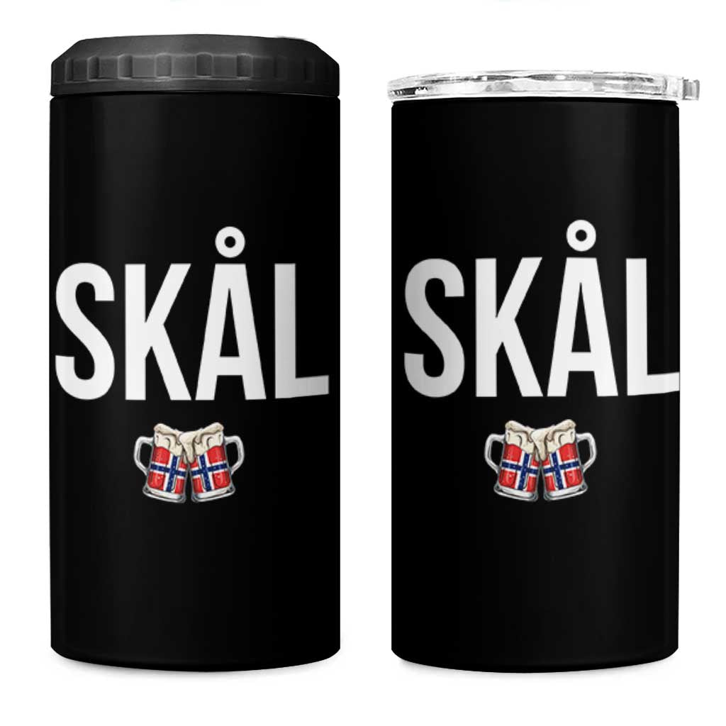 Skål Cheers in Norwegian Norway 4 in 1 Can Cooler Tumbler Funny Drinking Beer Norwegian Scandinavian