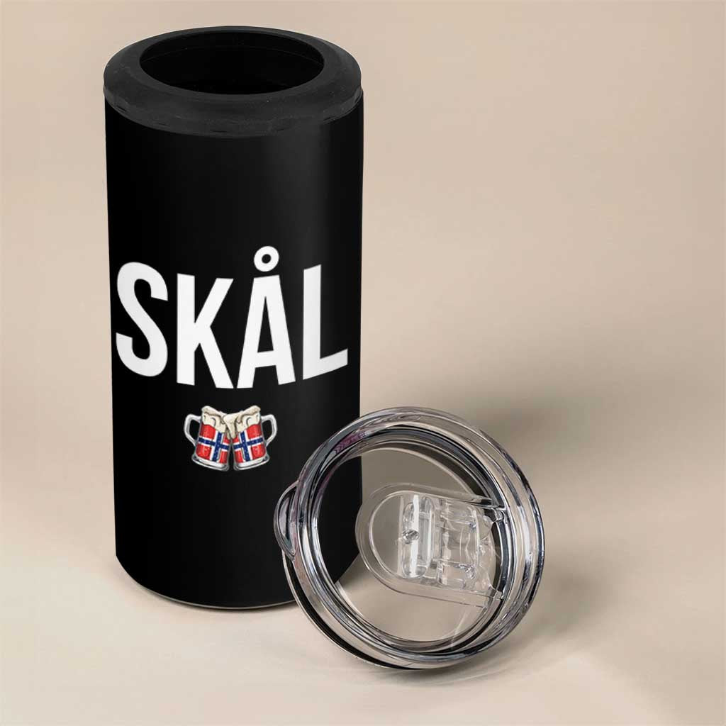 Skål Cheers in Norwegian Norway 4 in 1 Can Cooler Tumbler Funny Drinking Beer Norwegian Scandinavian