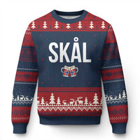 Skål Cheers in Norwegian Norway Ugly Christmas Sweater Funny Drinking Beer Norwegian Scandinavian